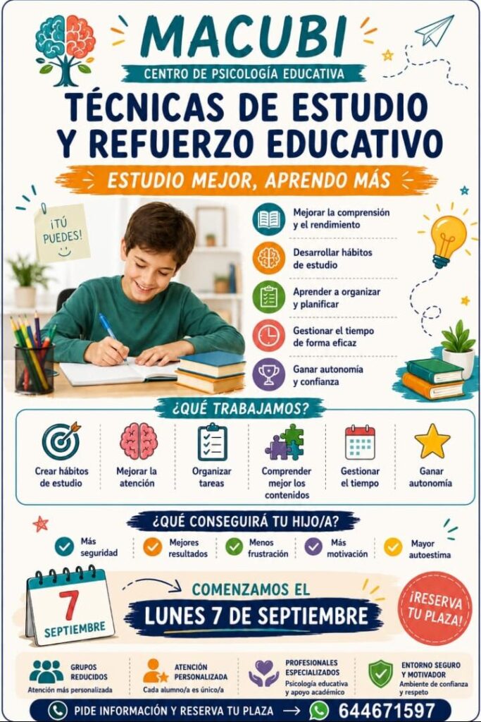 Técnicas de estudio y refuerzo educativo Macubi en Moralzarzal